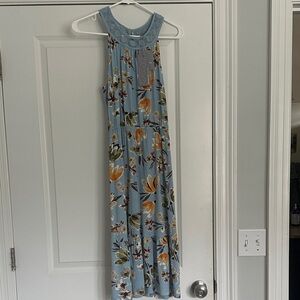 Daniel Rainn Blue Floral Sleeveless Maxi Dress